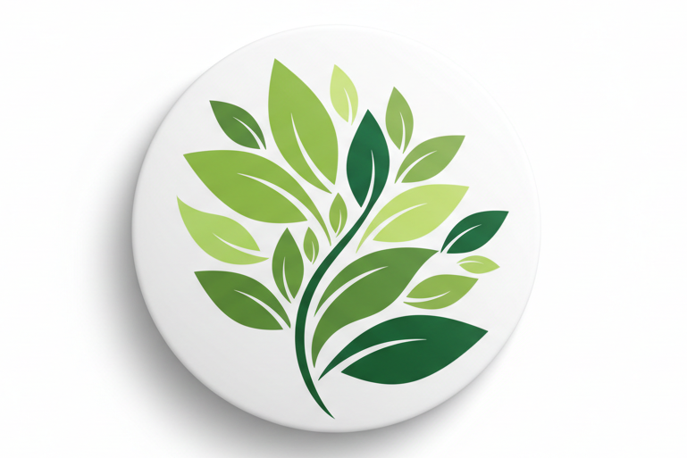 doğal yapraklar arka plan beyaz yuvarlak ikon